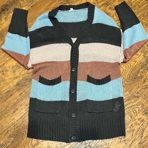 Striped Black and Blue Women's Sweater